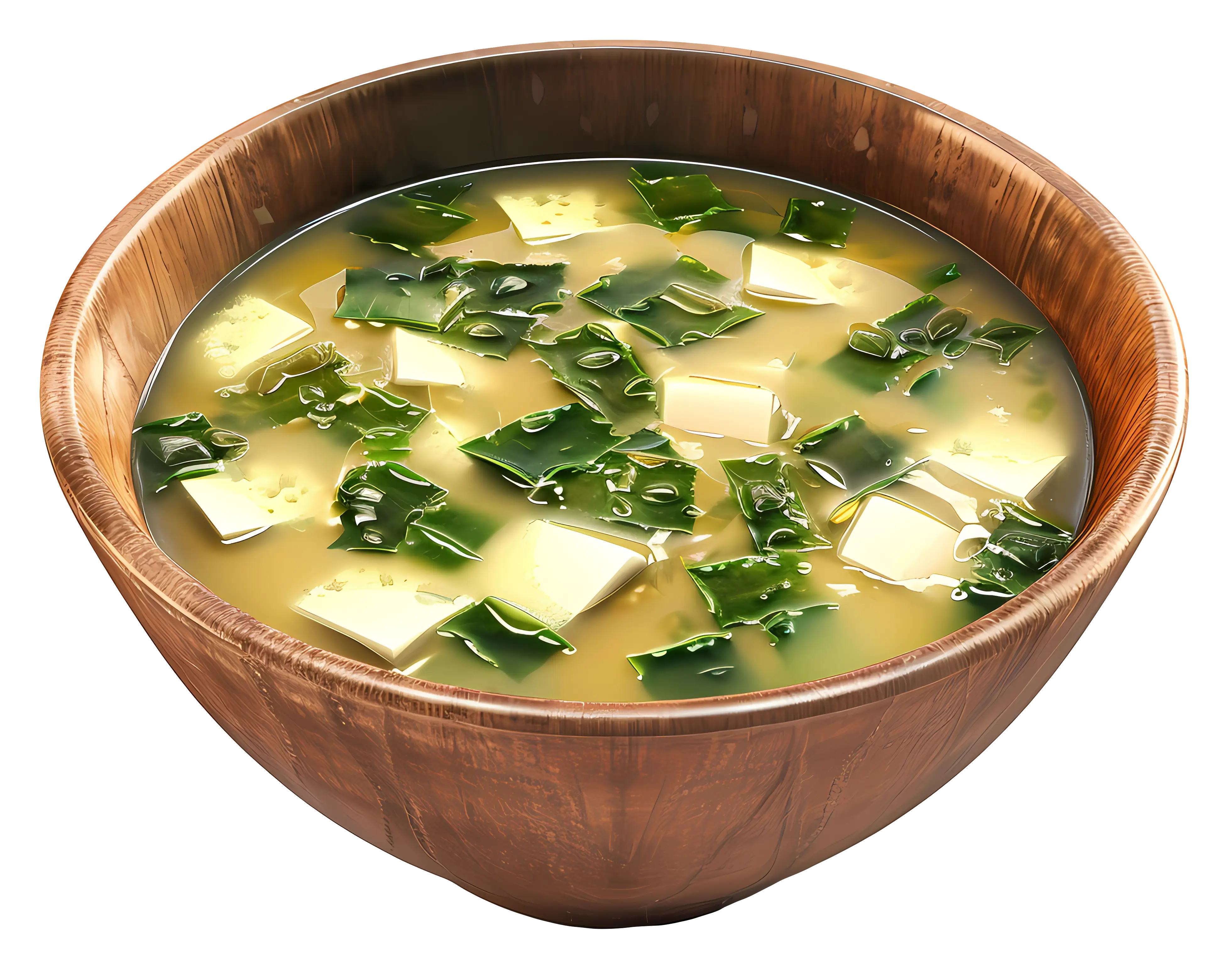 Warm Bowl of Miso Soup with Tofu and Seaweed