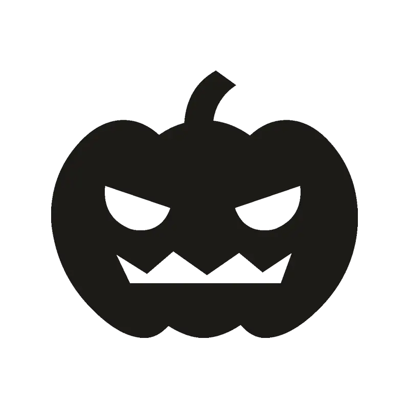 Black Halloween Pumpkin Icon with Scary Face