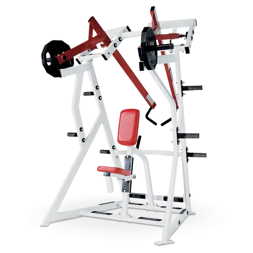 Red and White Seated Press Machine for Workouts