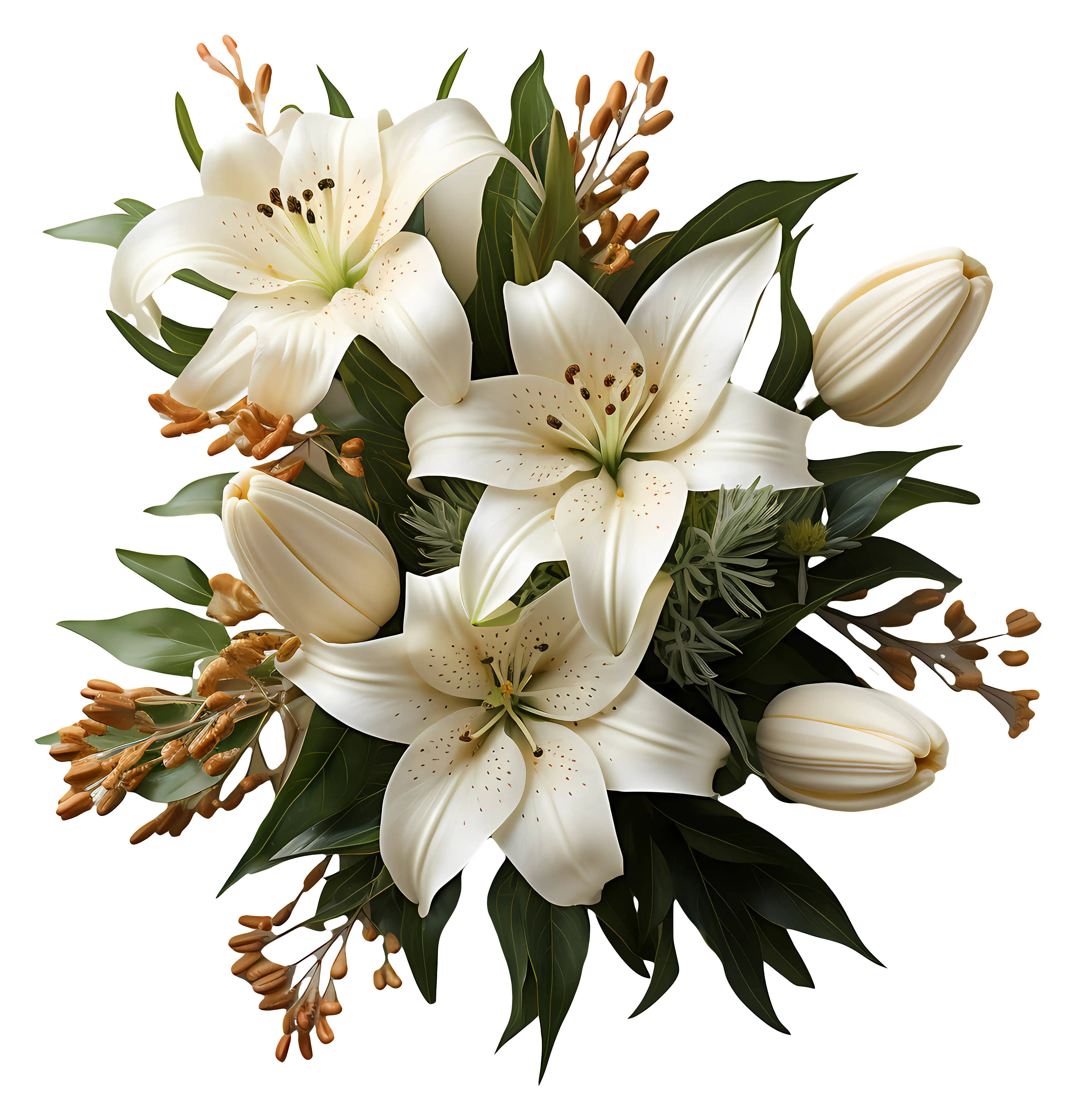 Elegant White Lily Bouquet