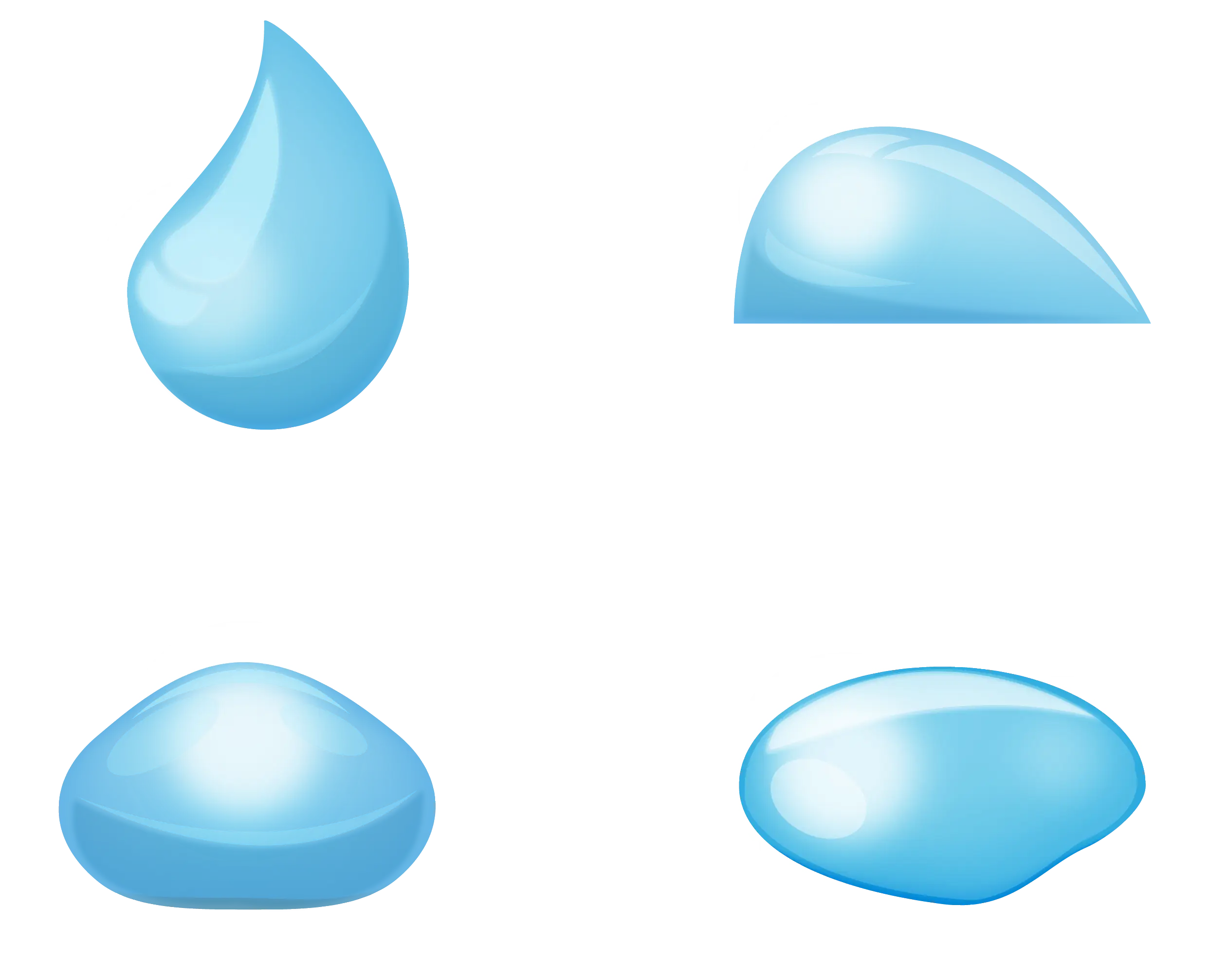 Various Shapes of Water Droplets