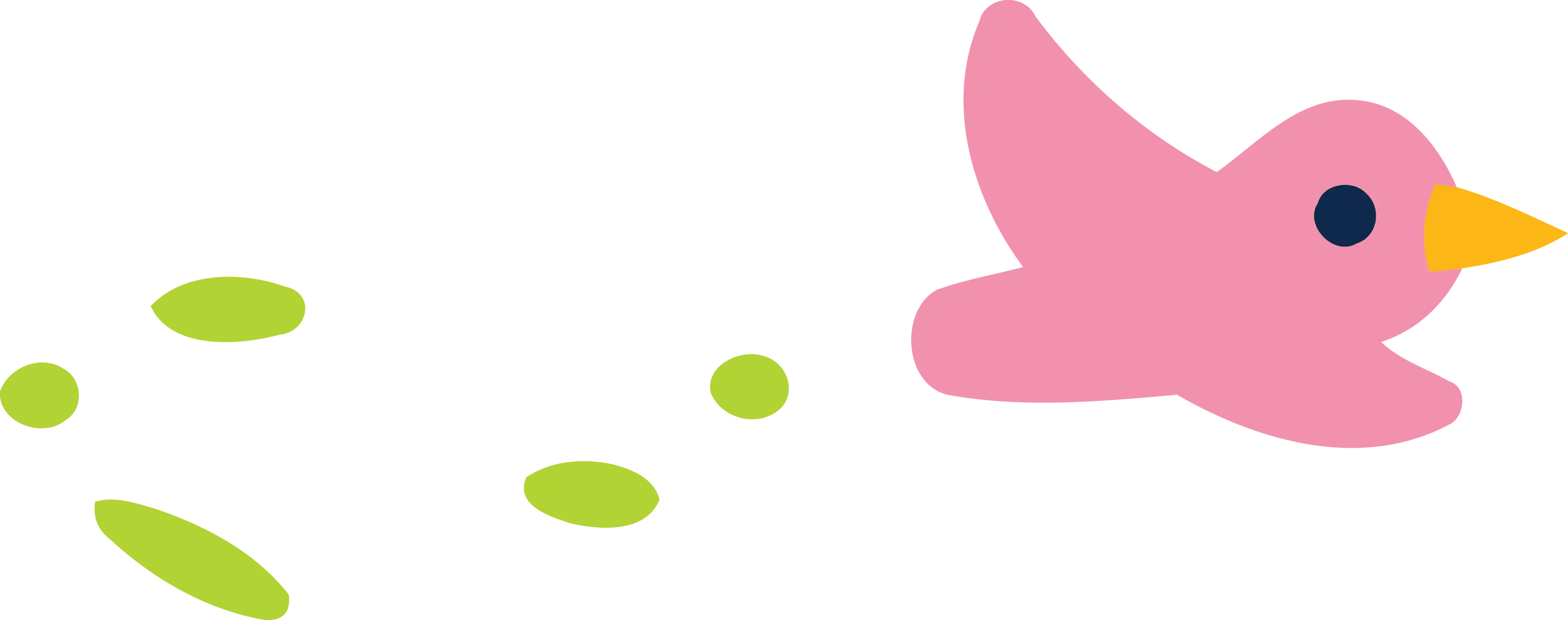 Pink Bird in Flight with Green Trail
