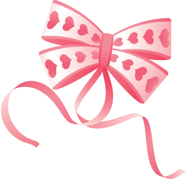 Pink Ribbon Bow with Heart Pattern