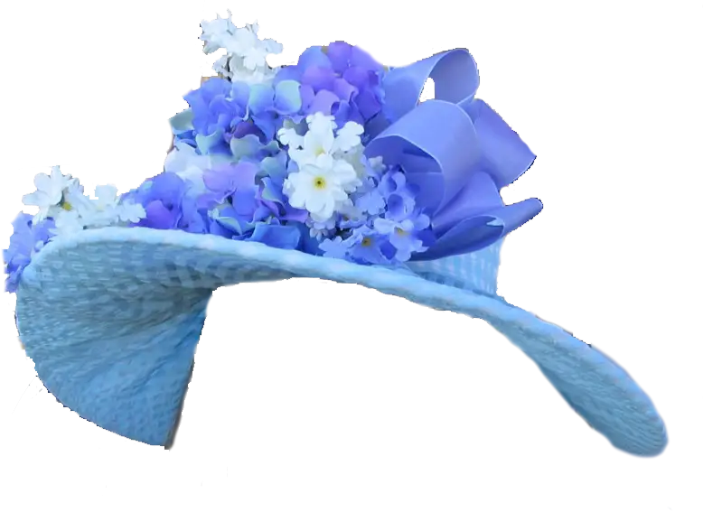 Blue Hat with Flowers