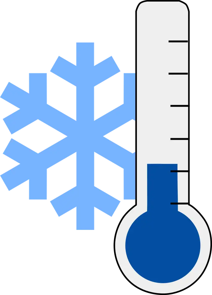 Blue Thermometer and Snowflake Icon