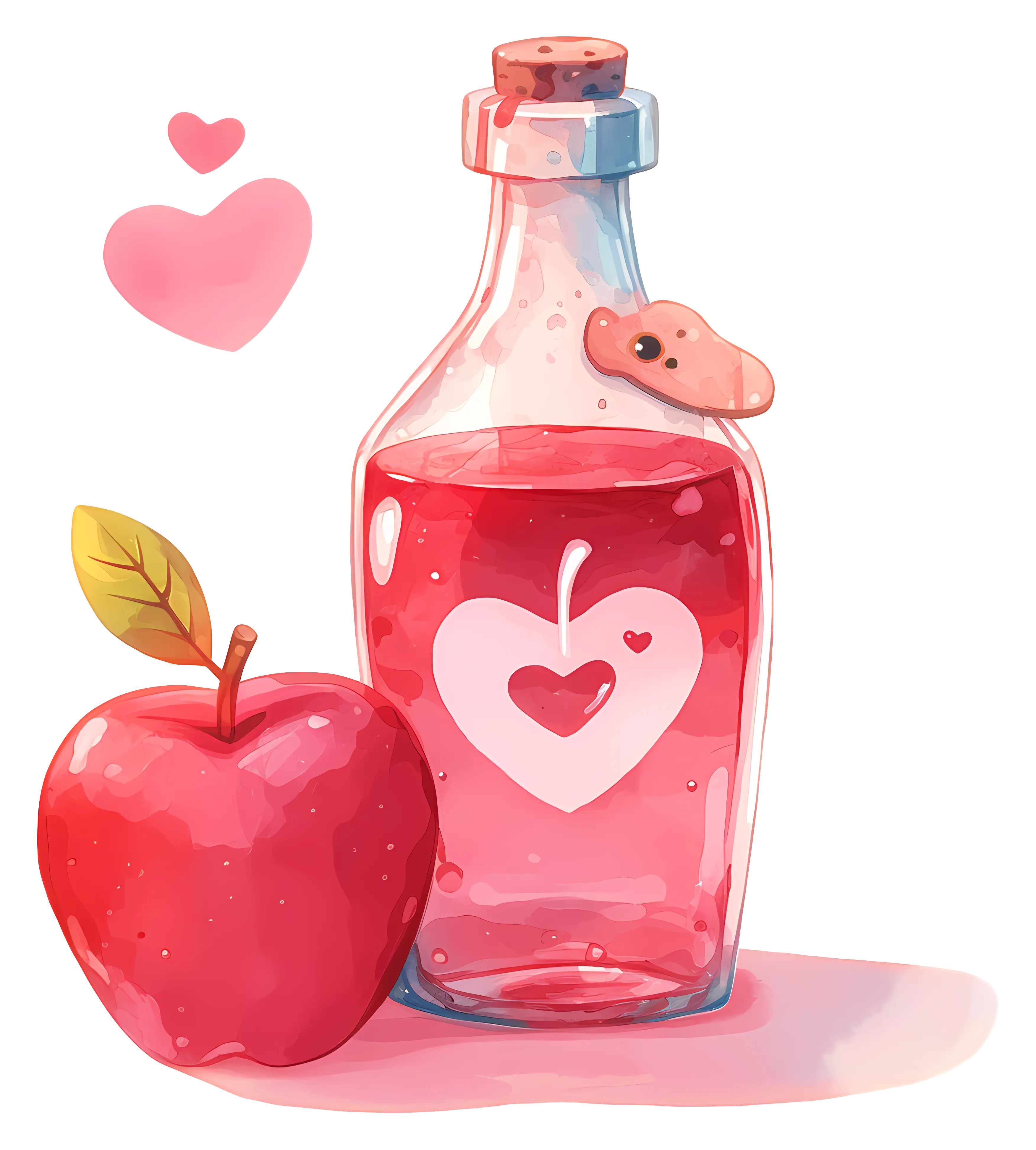 Bottle of Love Potion with Red Apple