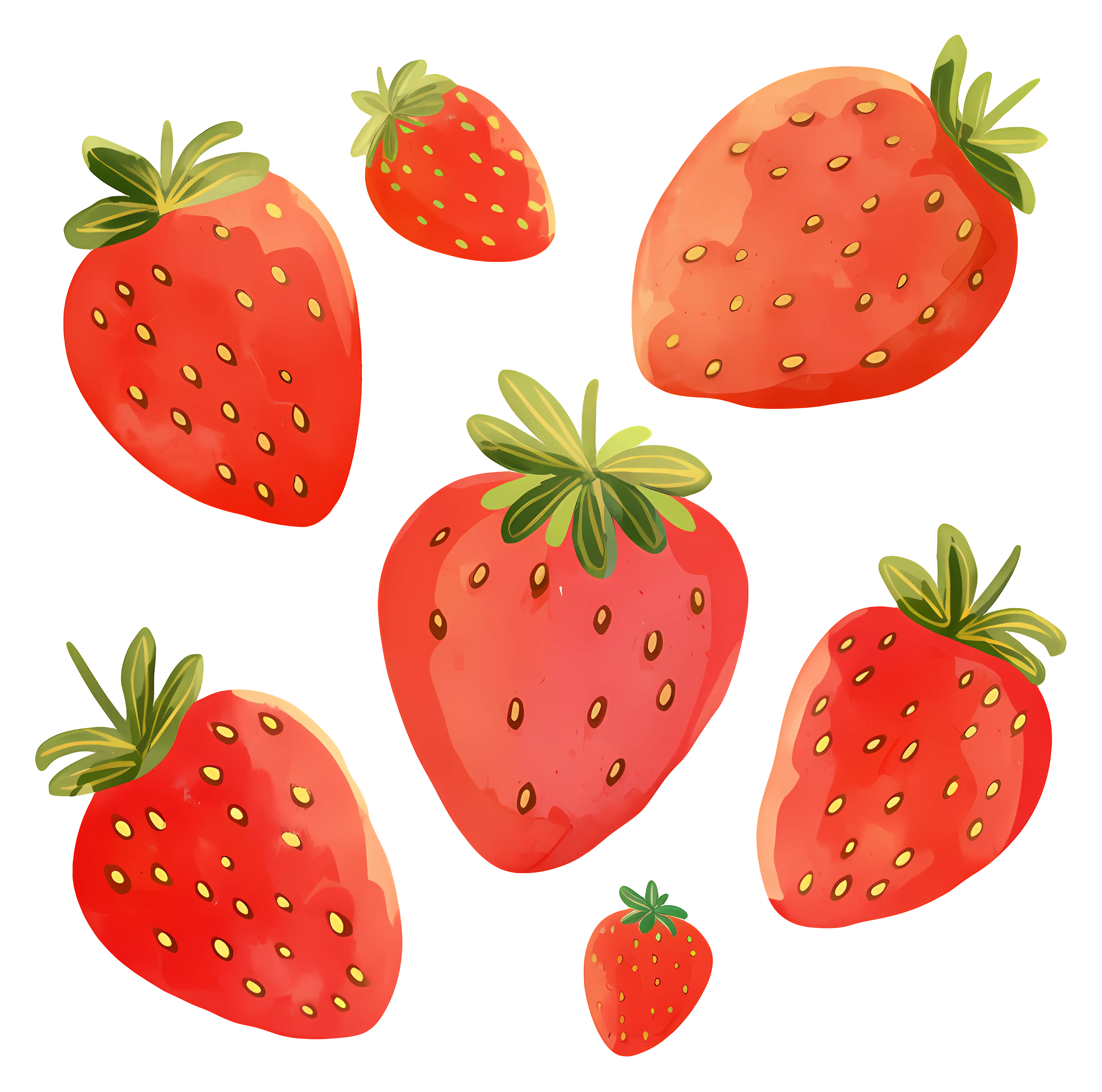 Fresh Red Strawberries with Green Leaves