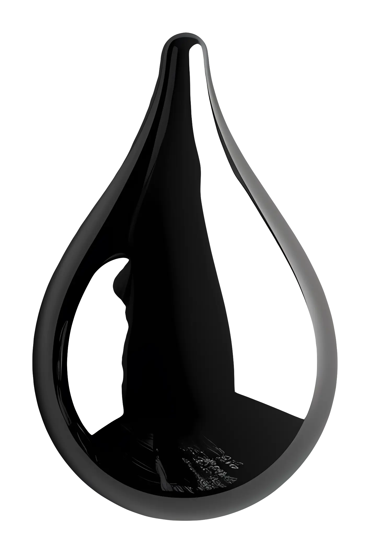 Modern Black Teardrop Sculpture