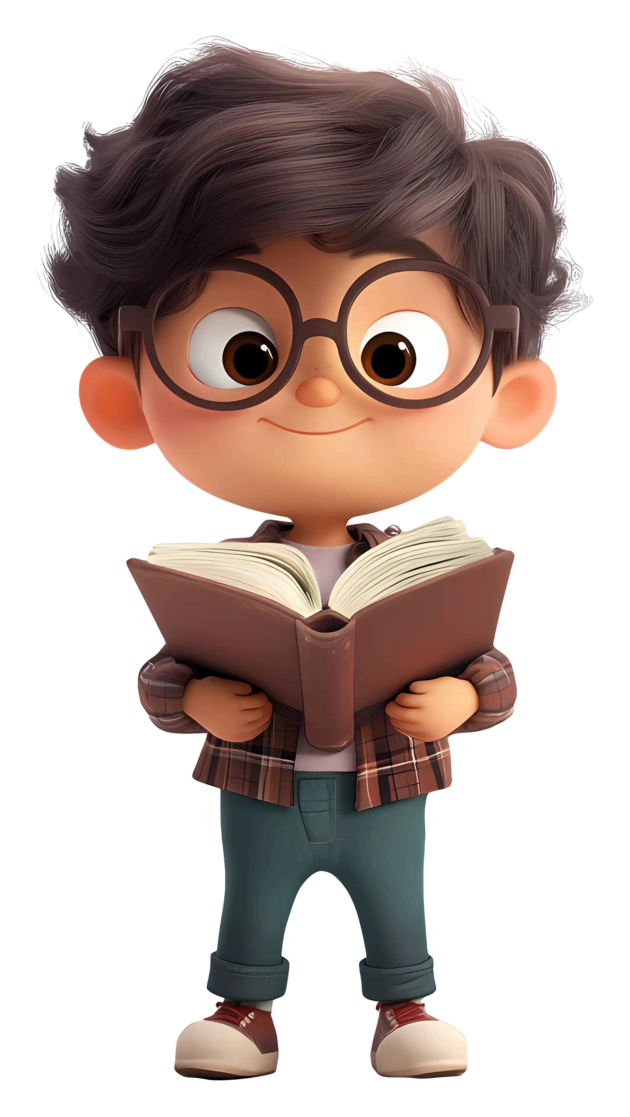 Cartoon Boy Reading a Book