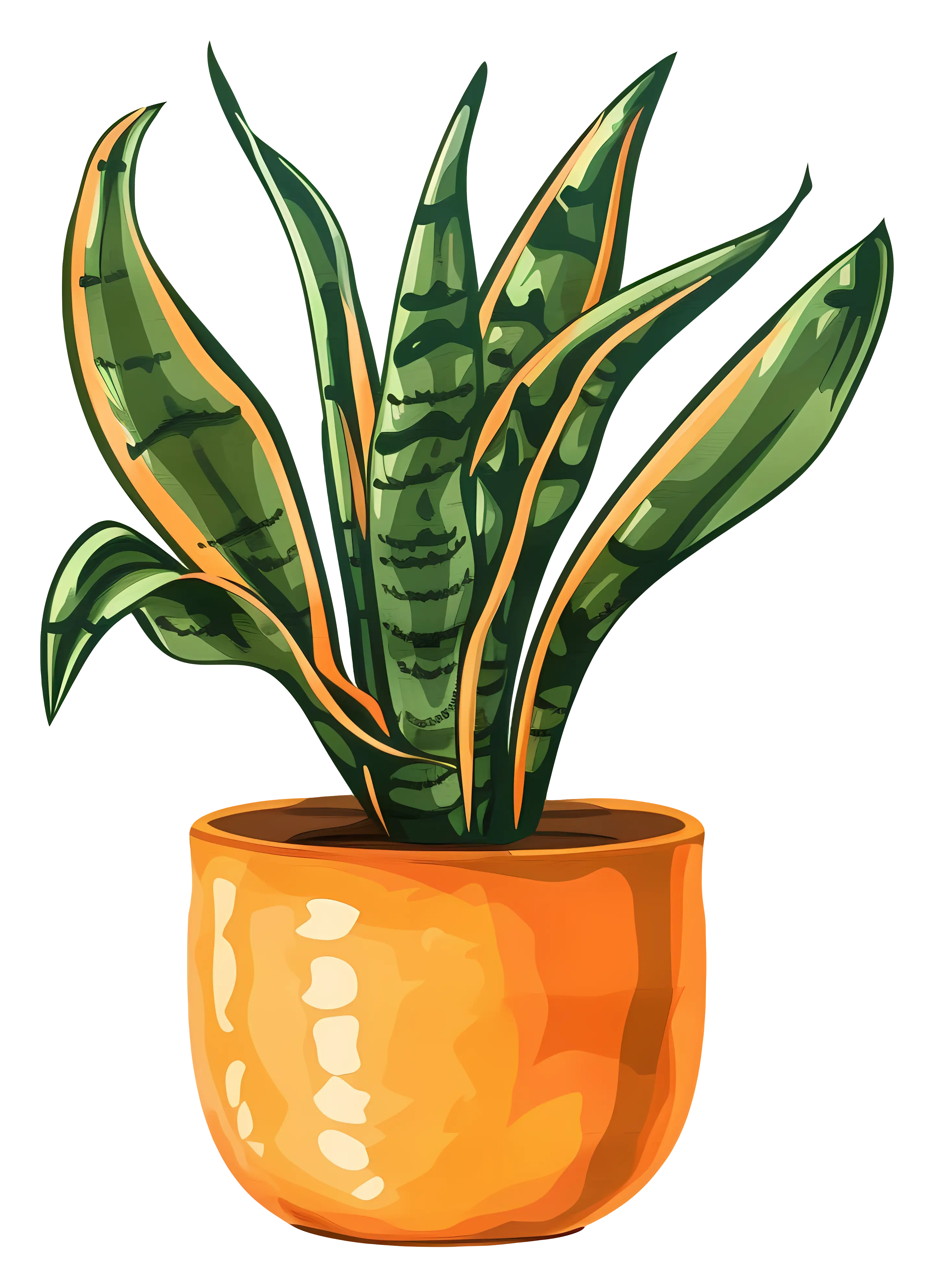 Snake Plant in Vibrant Orange Pot