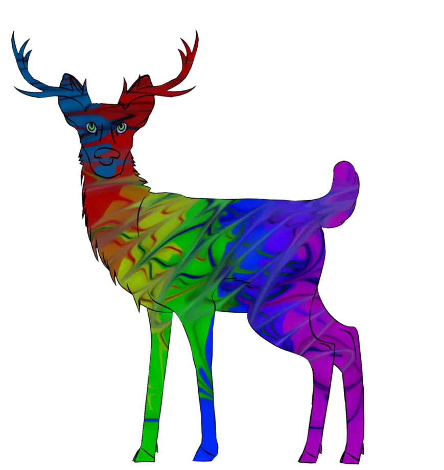Rainbow Deer Illustration
