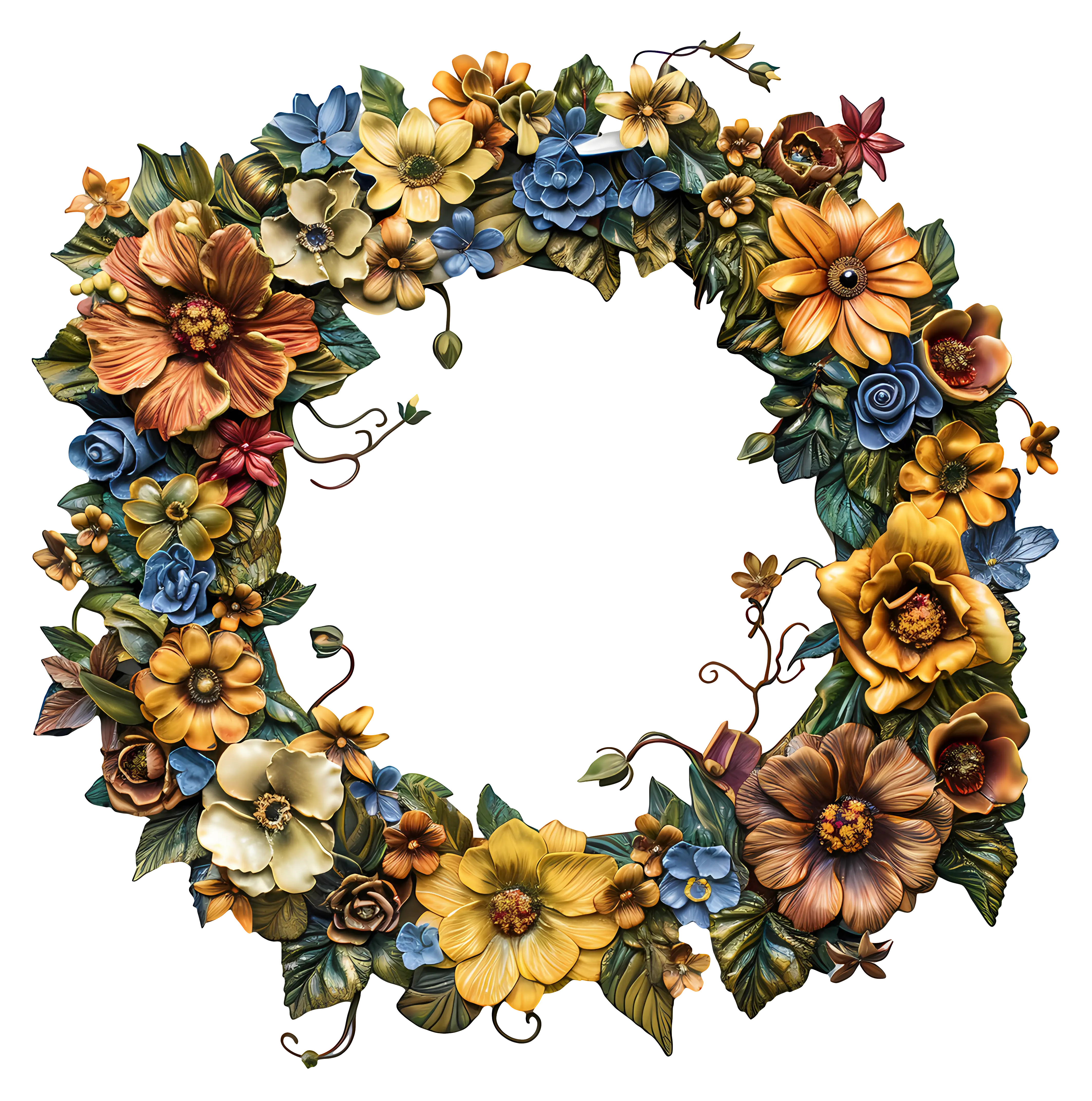 Ornate Floral Wreath with Rustic Design