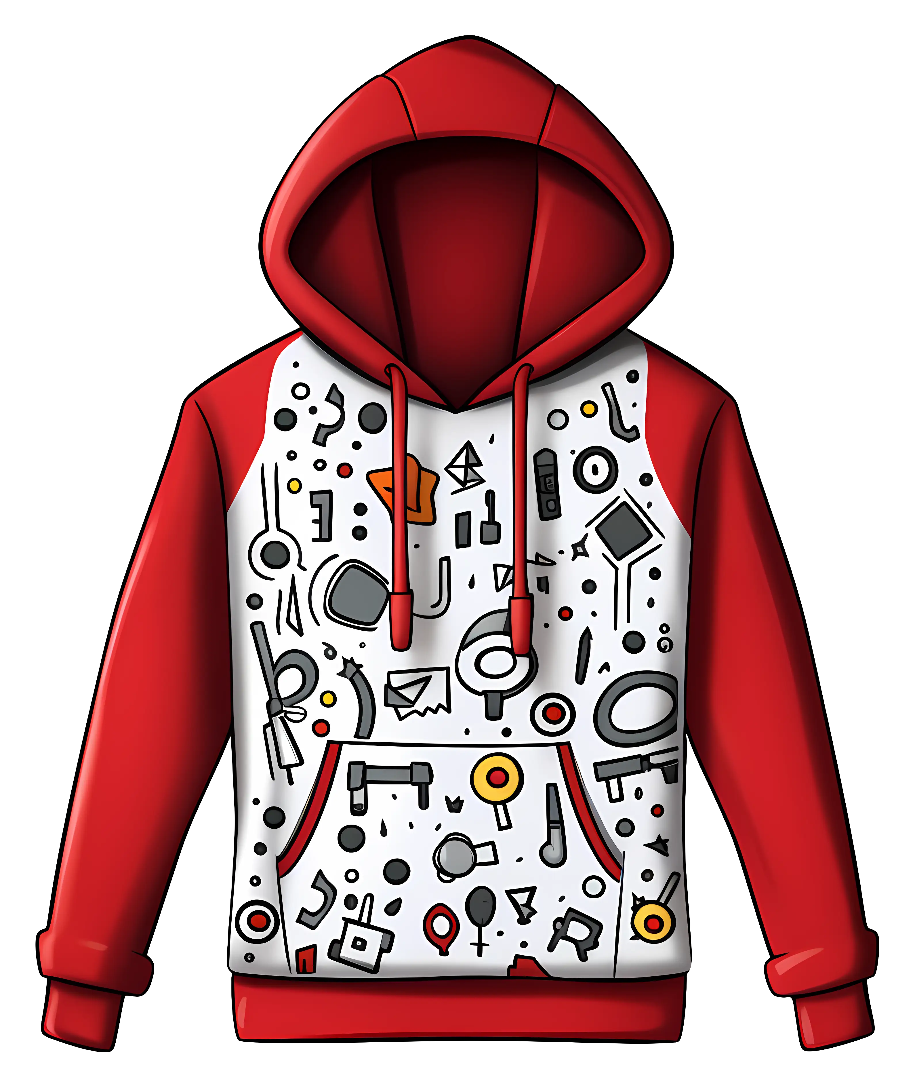 Red Hoodie with Patterns