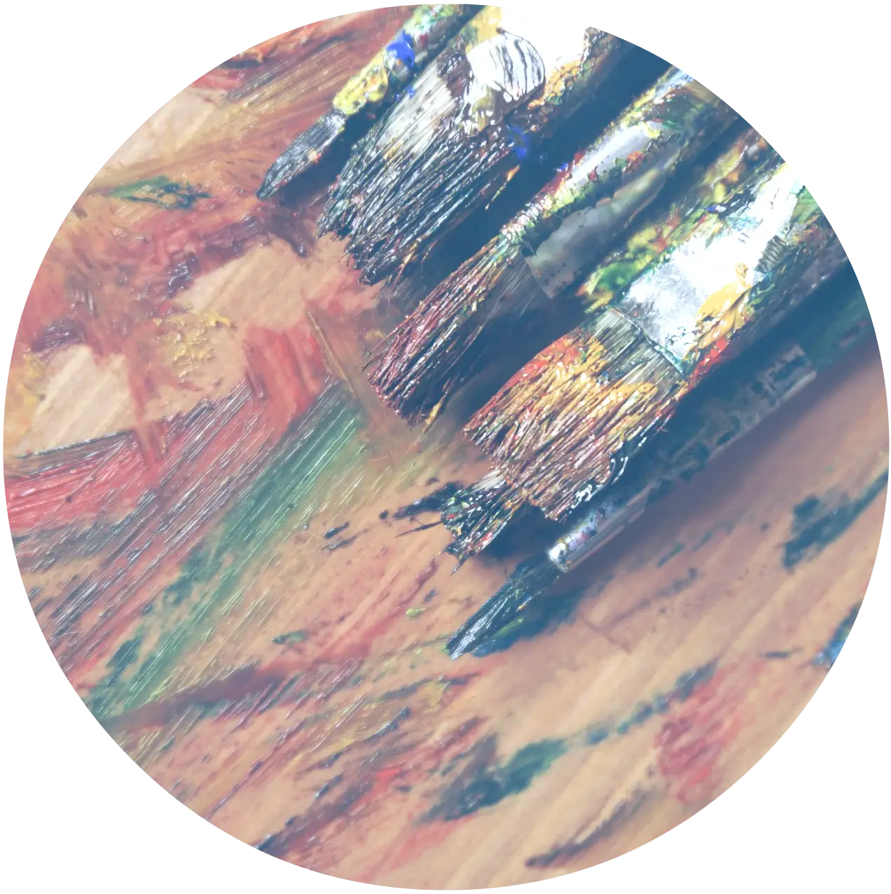 Colorful Paintbrushes on Palette
