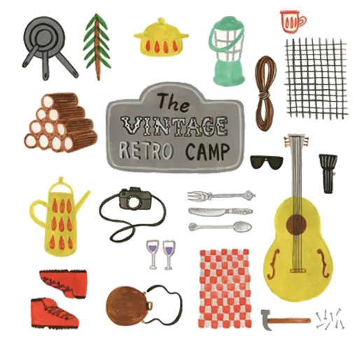 Vintage Retro Camping Items Collection
