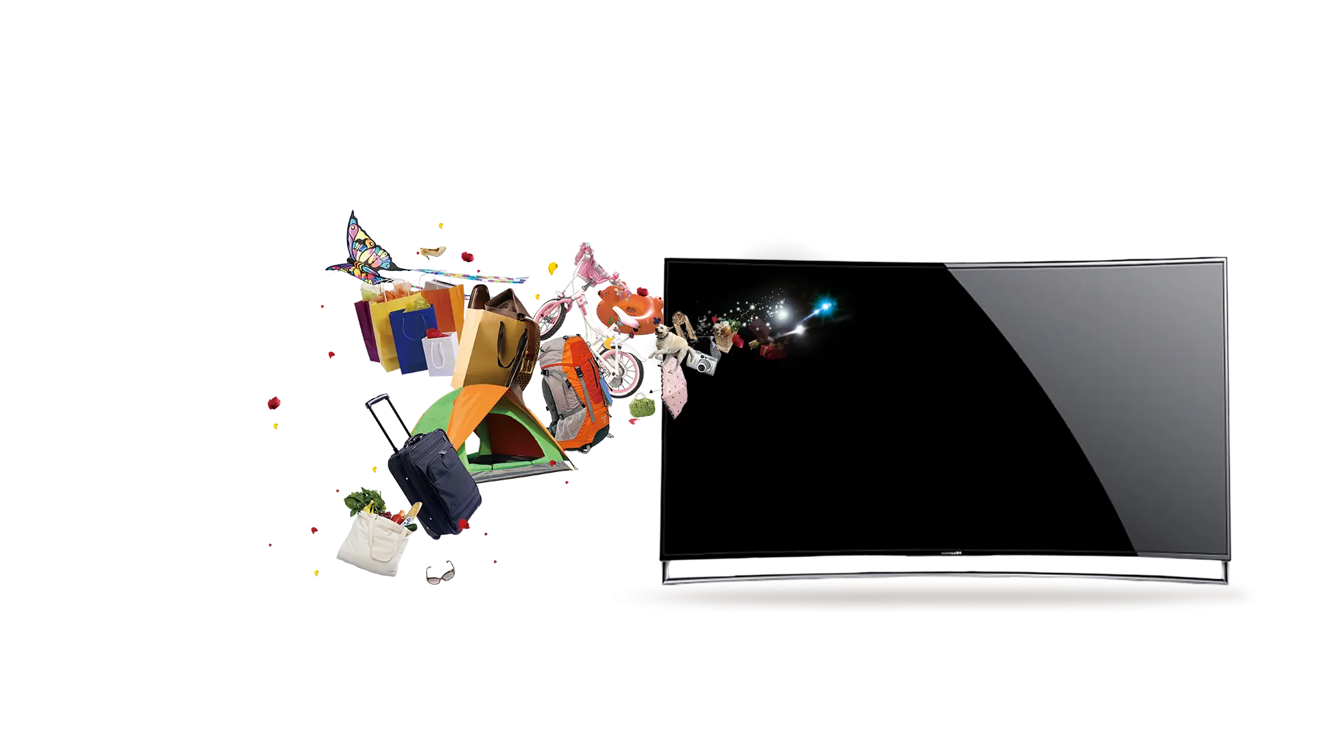 Curved Screen TV with Entertainment
