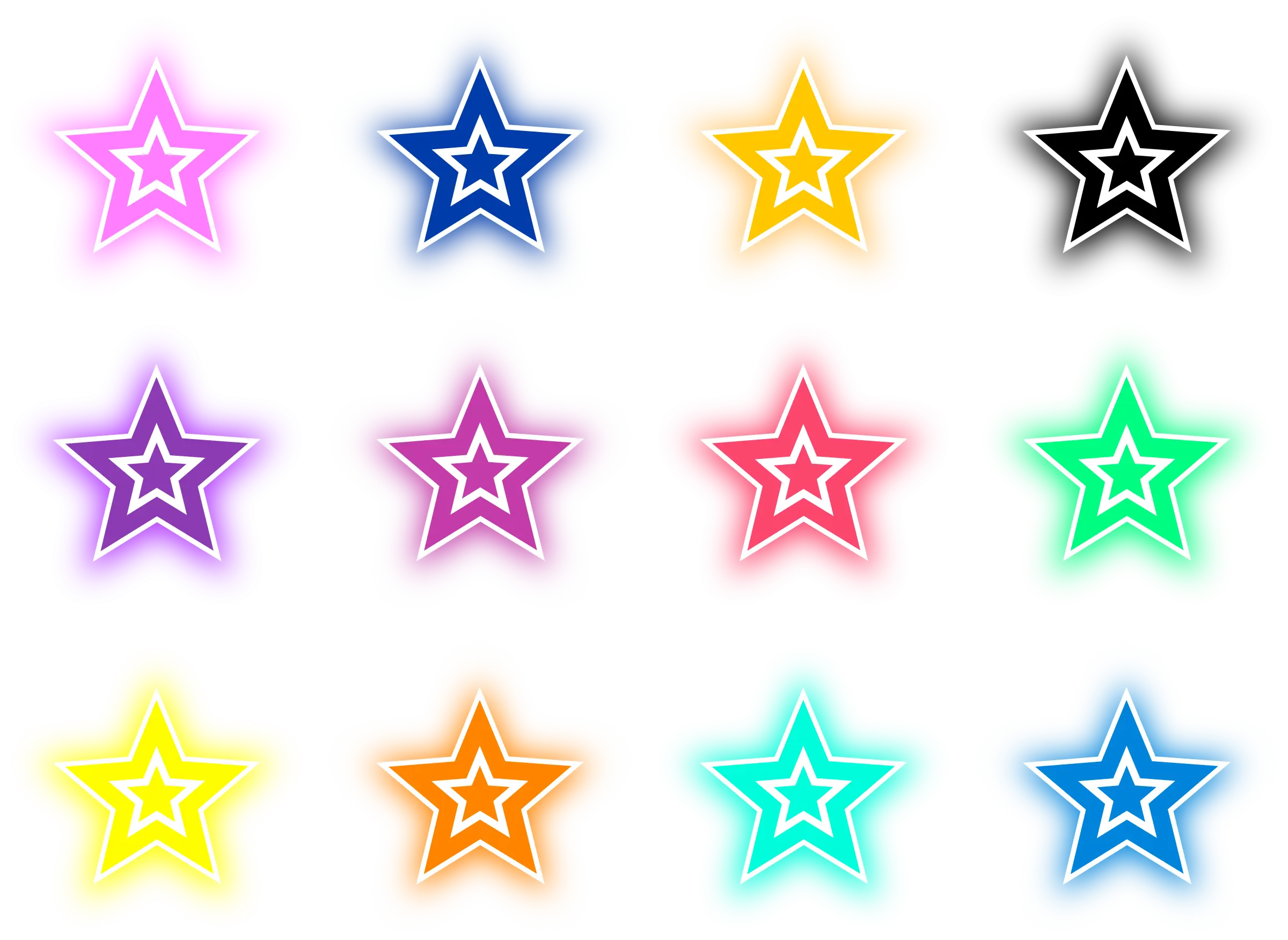 Colorful Neon Star Icons