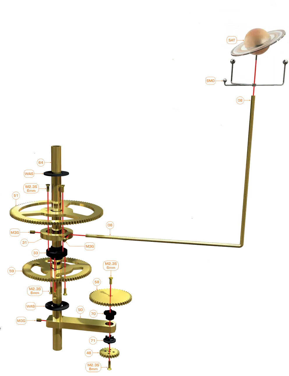 Mechanical Orrery Model of Planets