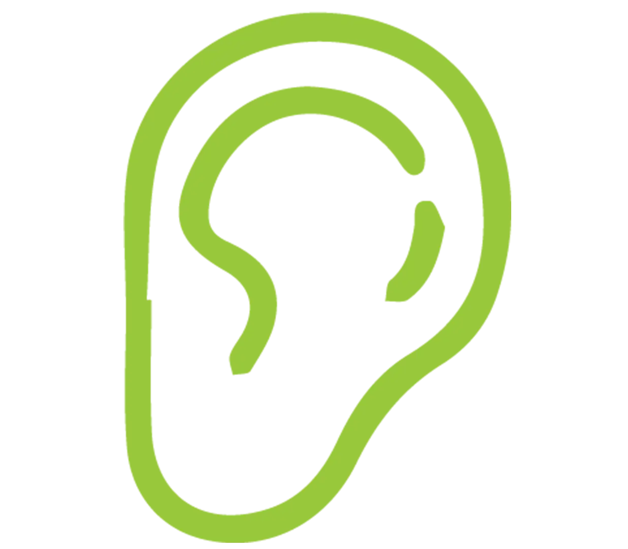Green Ear Outline Icon for Hearing Concept