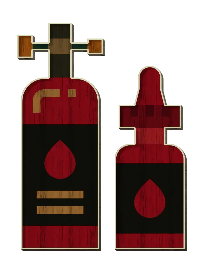 Red Bottles with Liquid