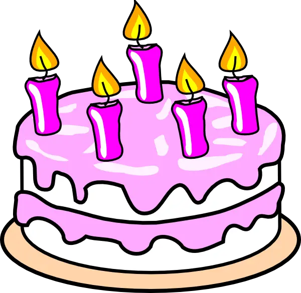 Pink Birthday Cake with Candles Illustration