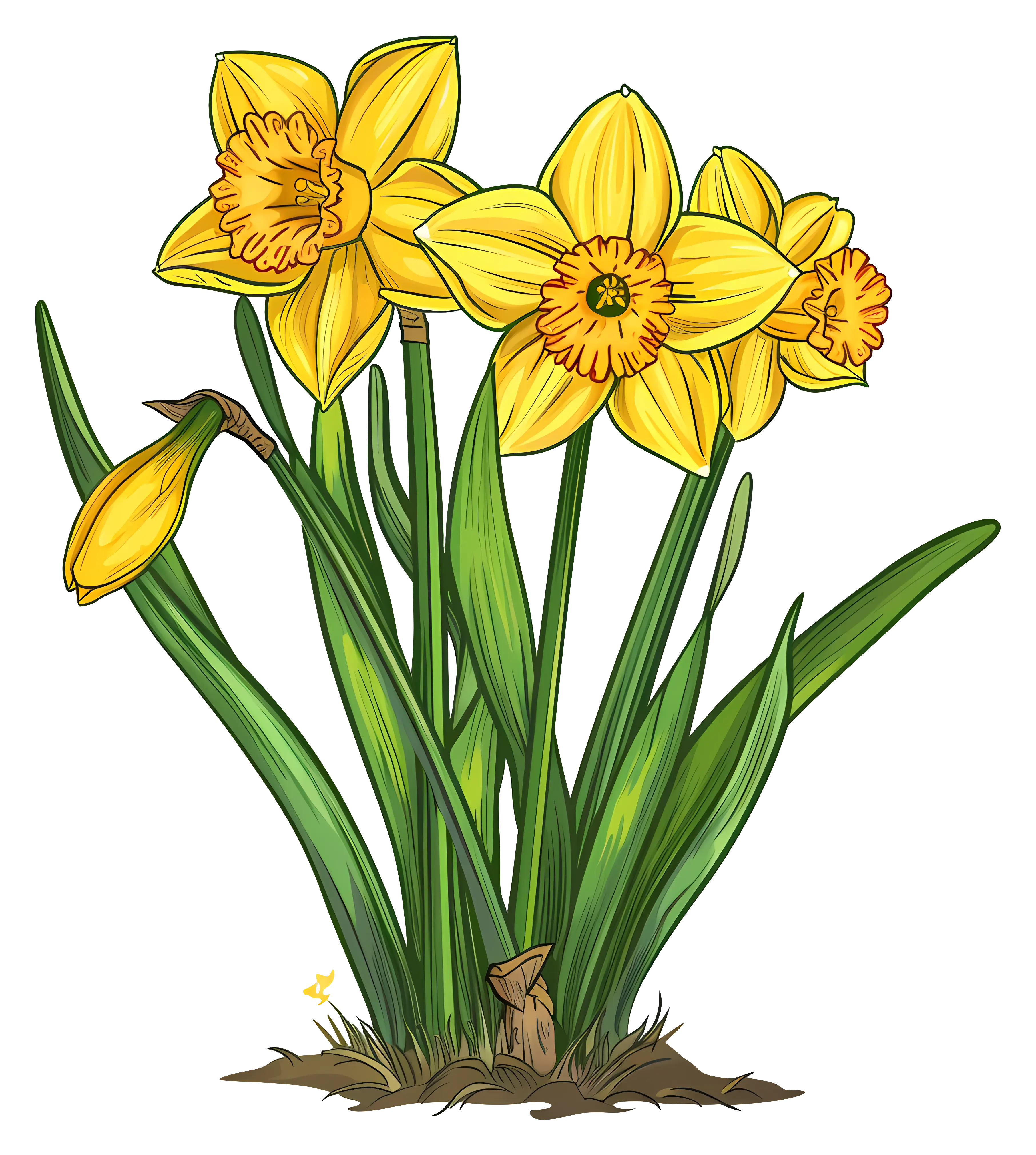 Beautiful Yellow Daffodils Illustration