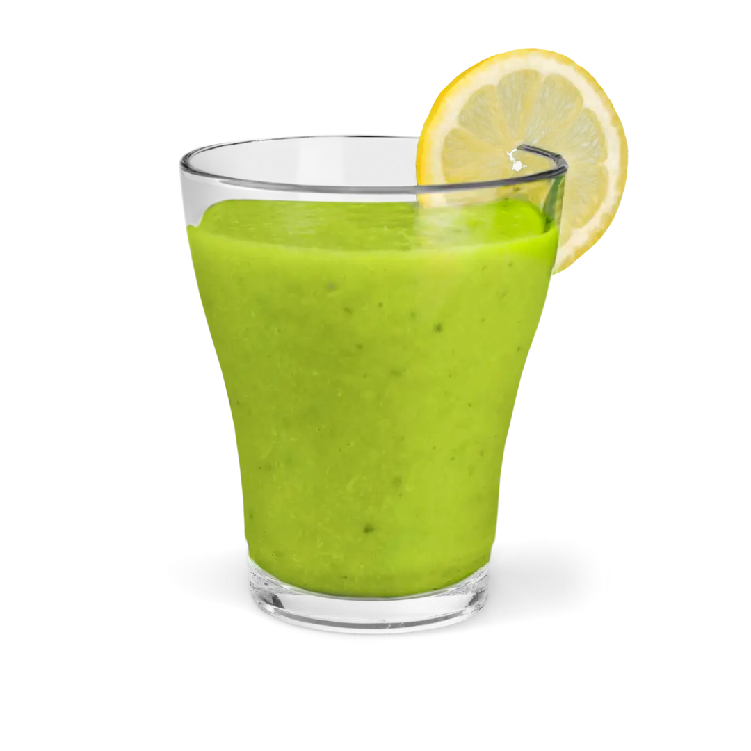 Green Smoothie Glass with Lemon Slice