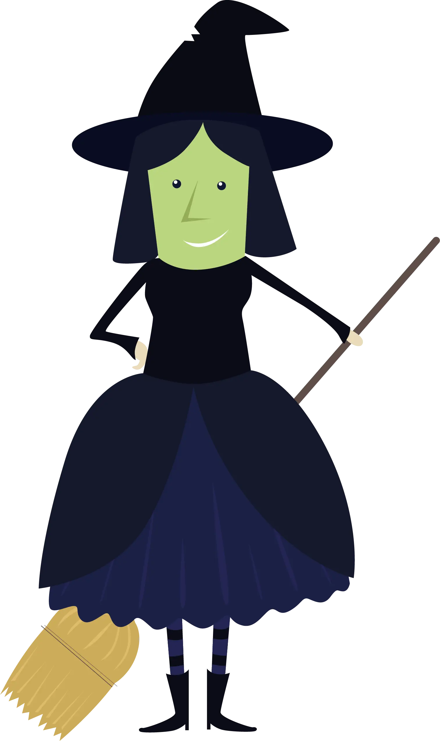 Halloween Witch Holding a Broom