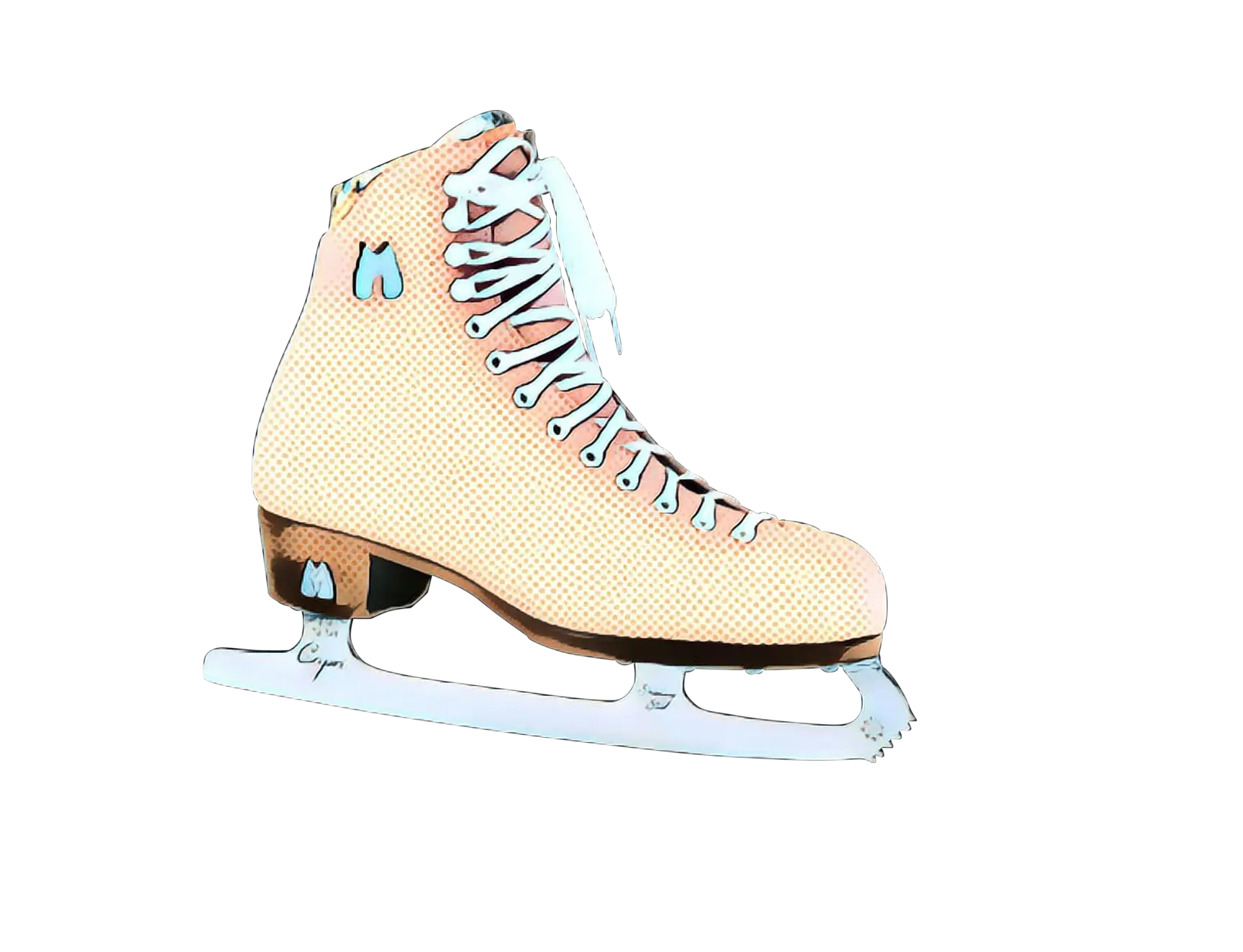 Ice Skate Illustration with White and Blue Details
