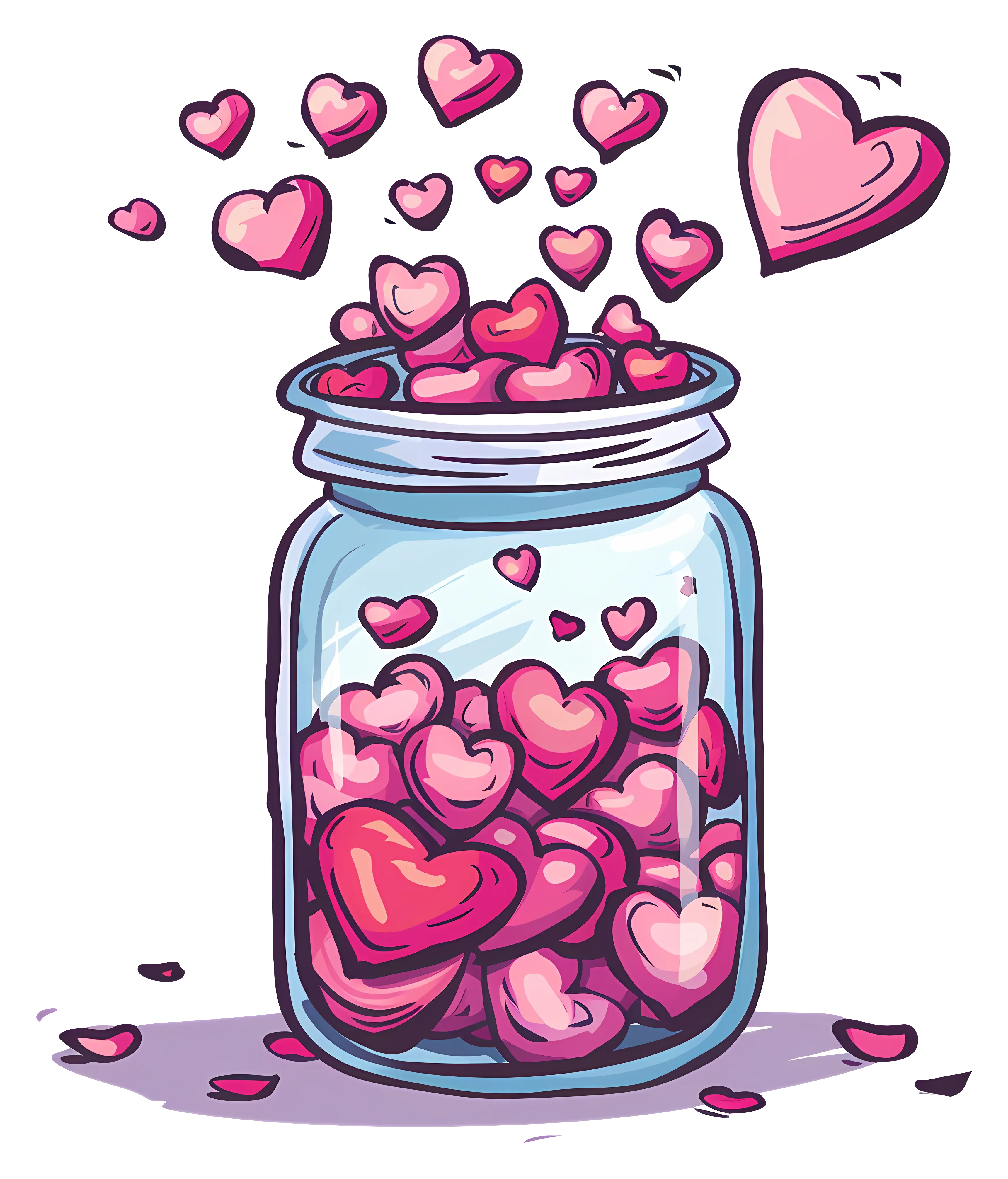 Jar Full of Cute Pink Hearts Illustration