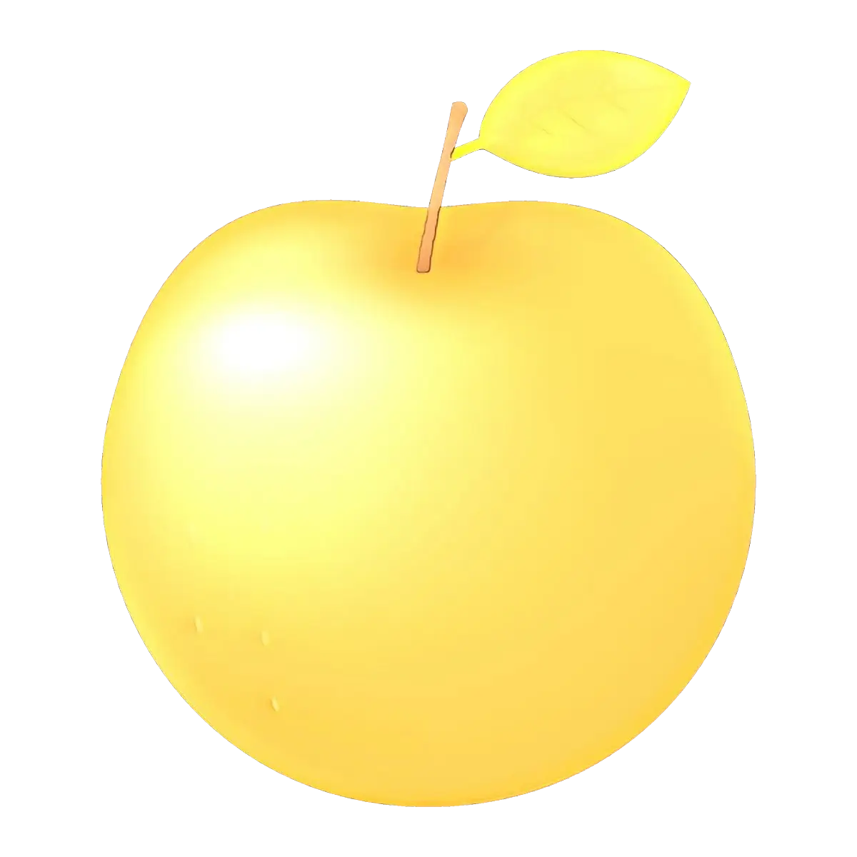 Yellow Apple with a Leaf Illustration