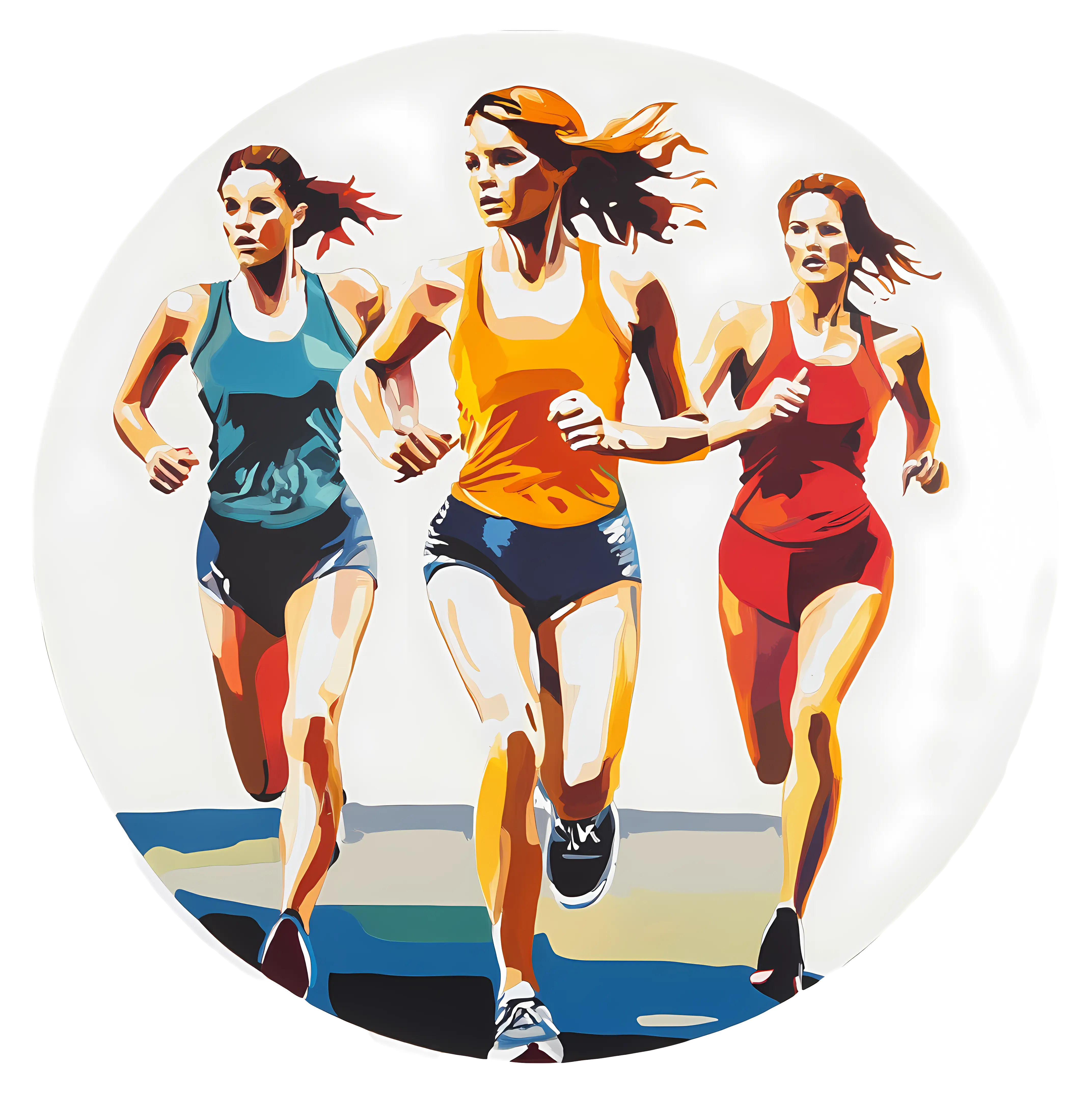Three Runners in Action