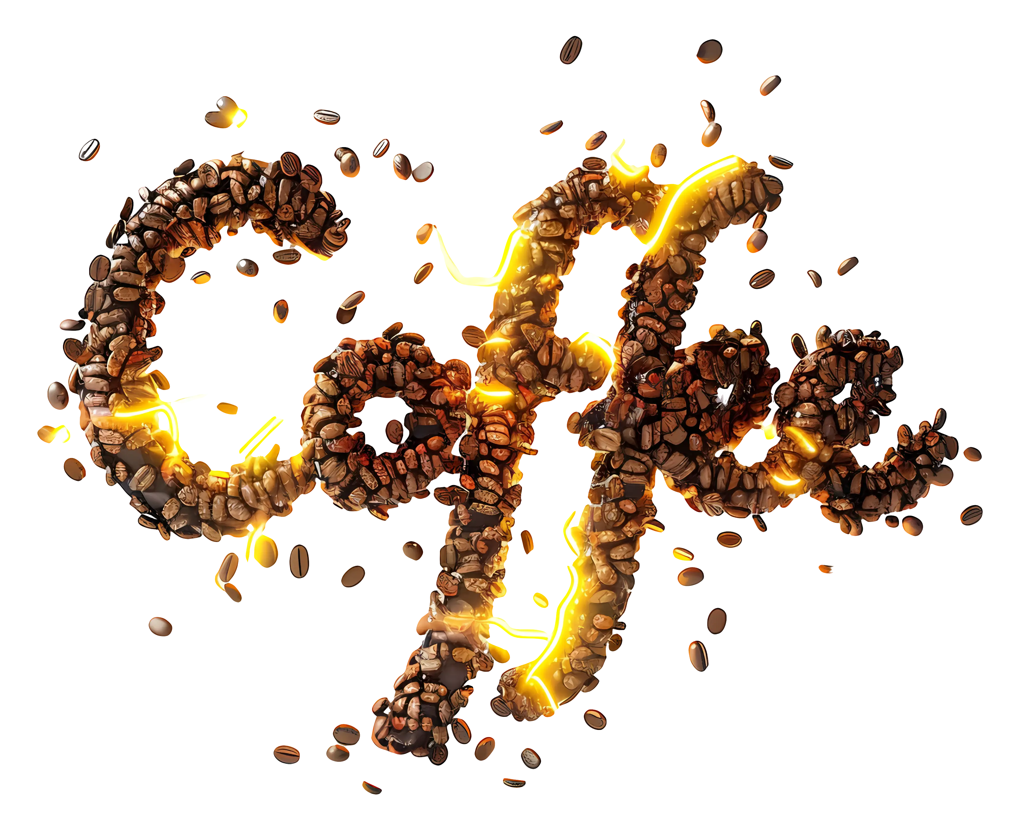 Glowing Coffee Beans Text