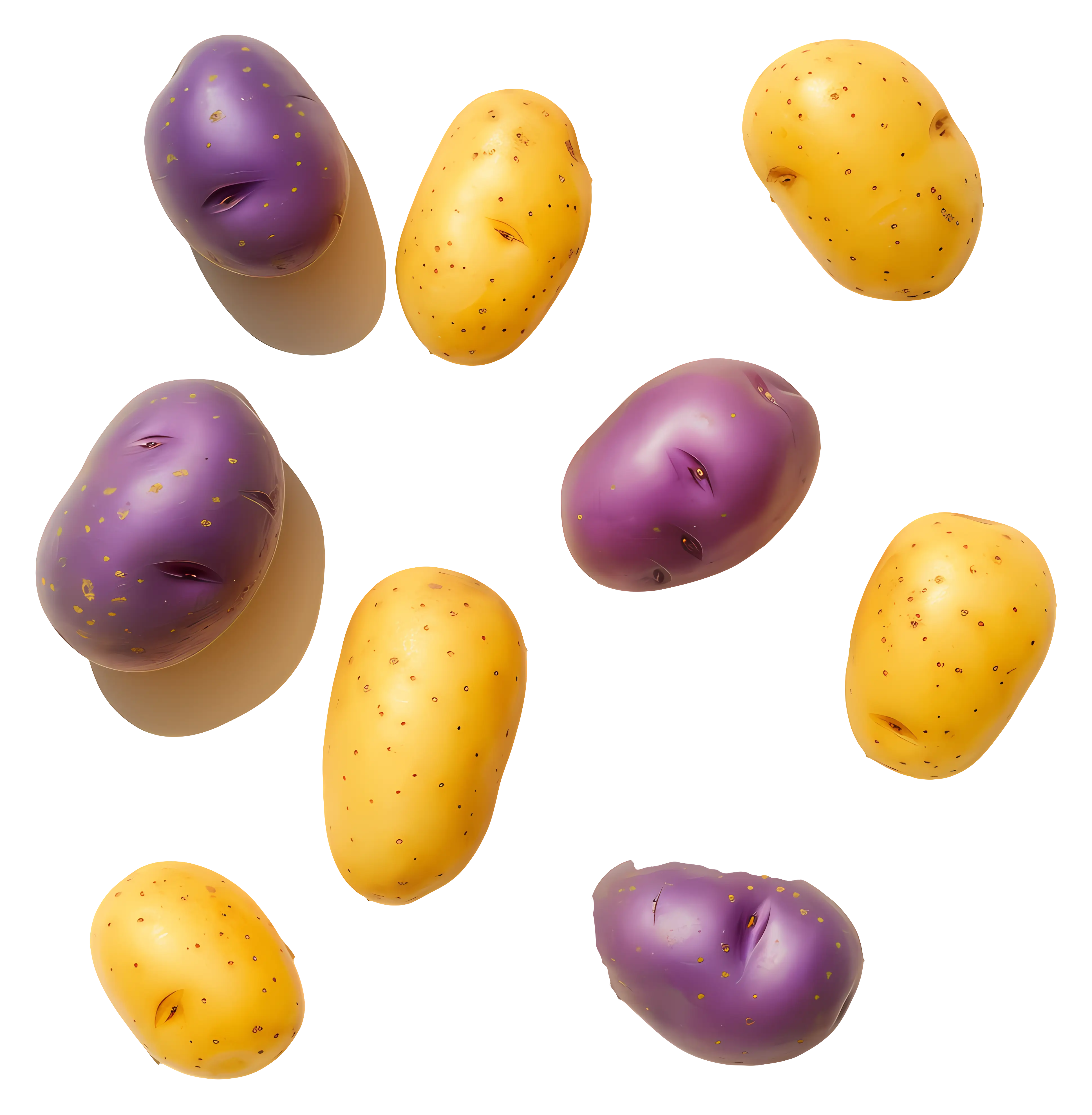 Colorful Yellow and Purple Potatoes