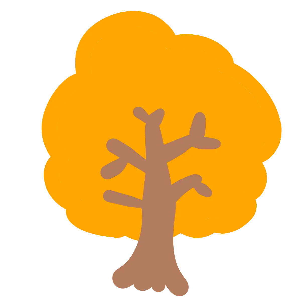 Orange Tree Illustration with Fall Leaves