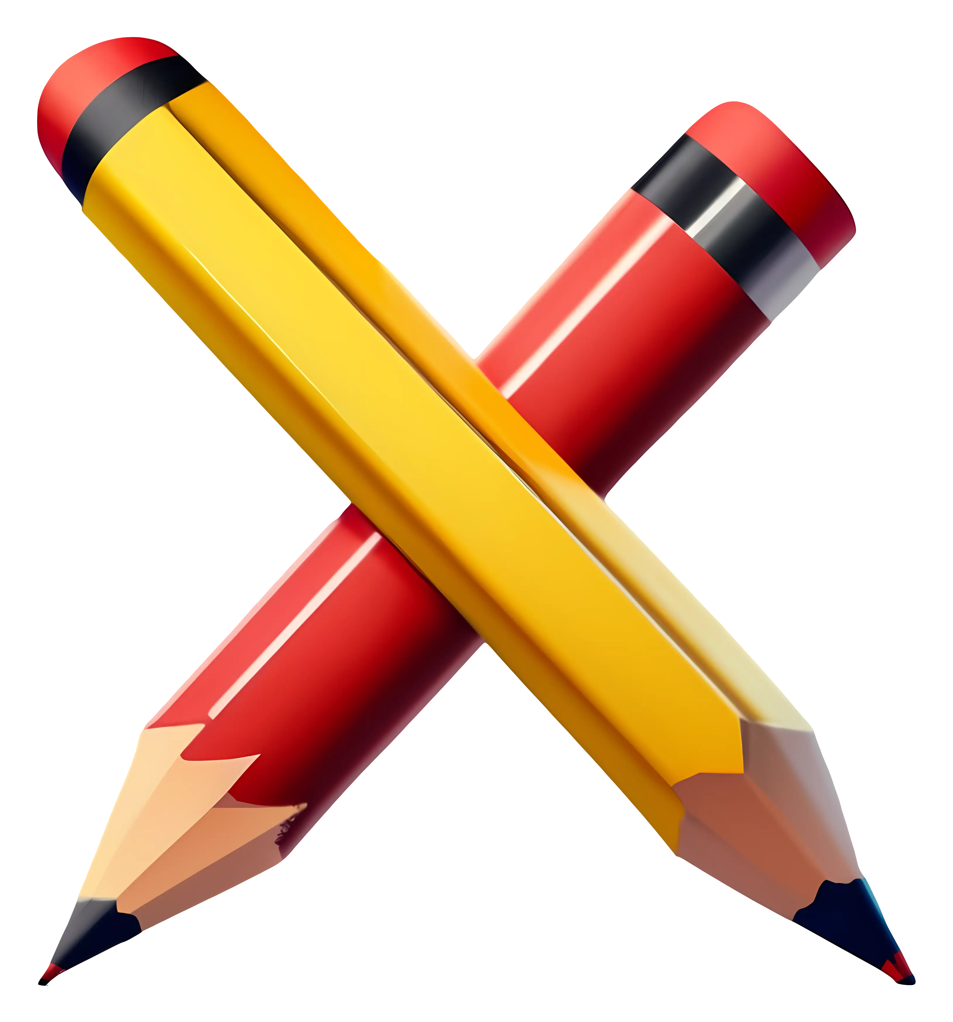 Crossed Red and Yellow Pencils