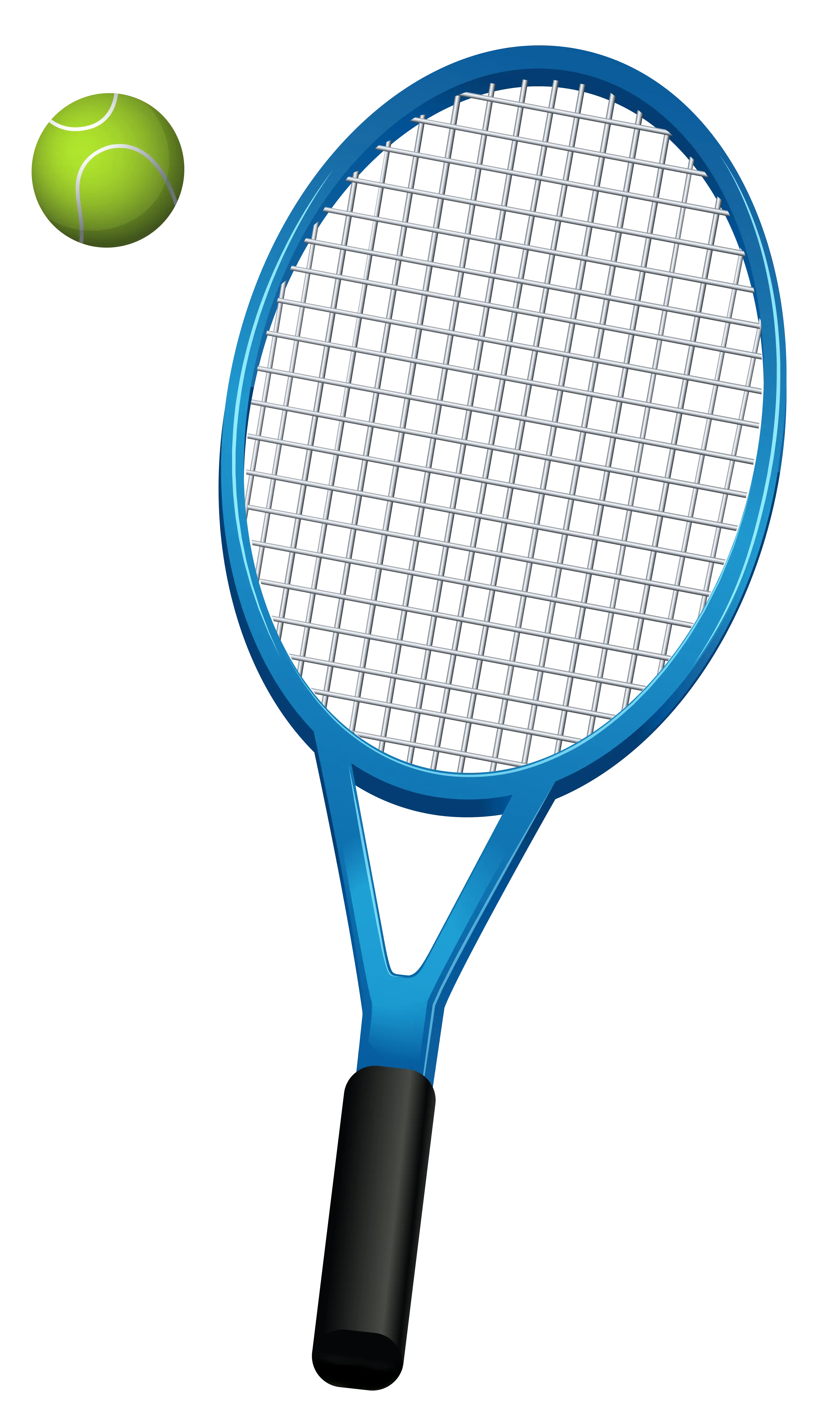 Blue Tennis Racket with Green Ball