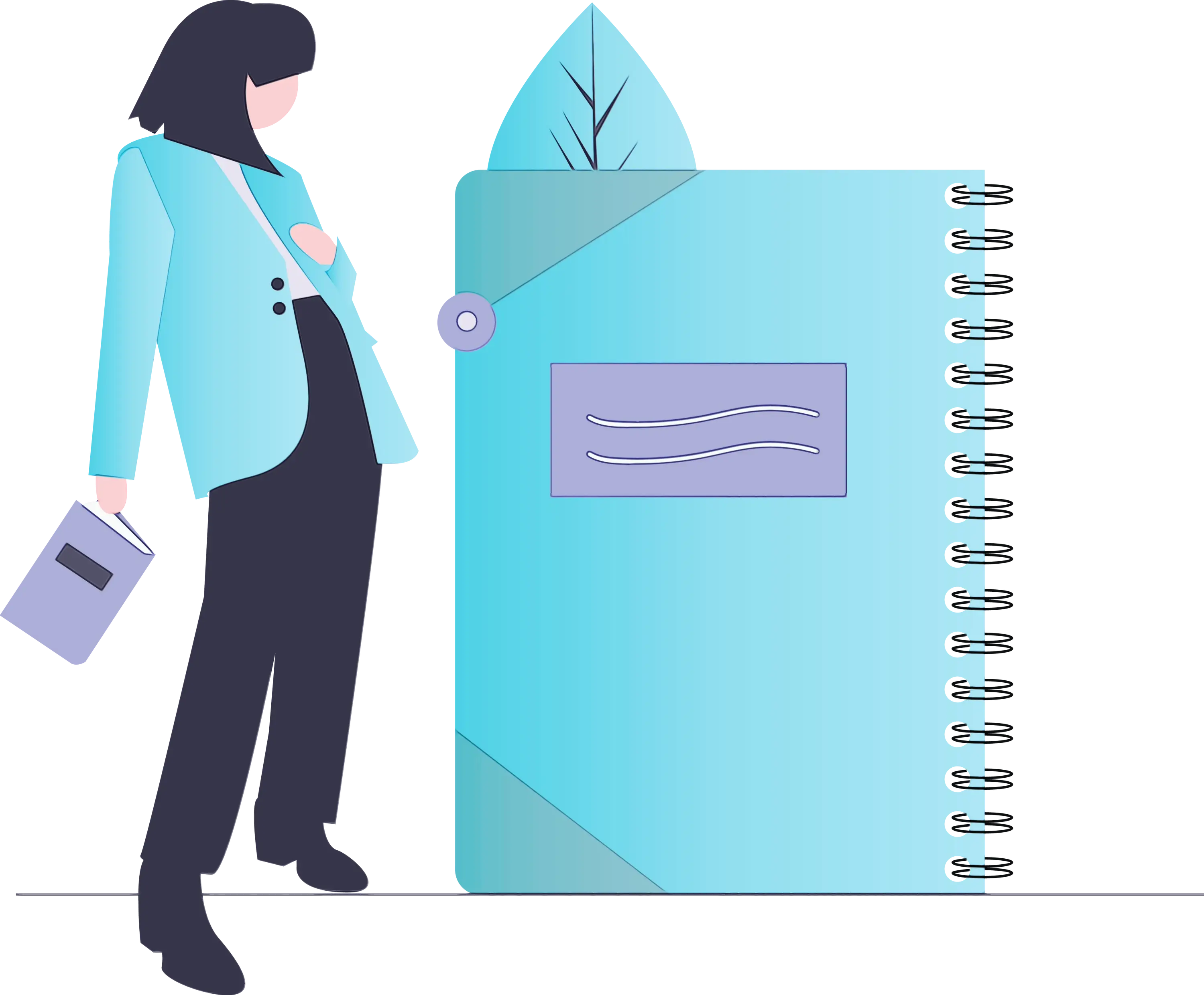 Illustration of Woman with Large Notebook
