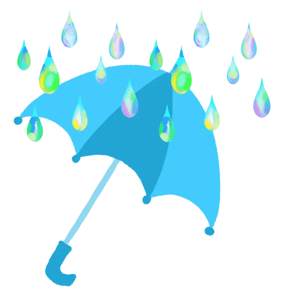 Blue Umbrella with Raindrops Illustration