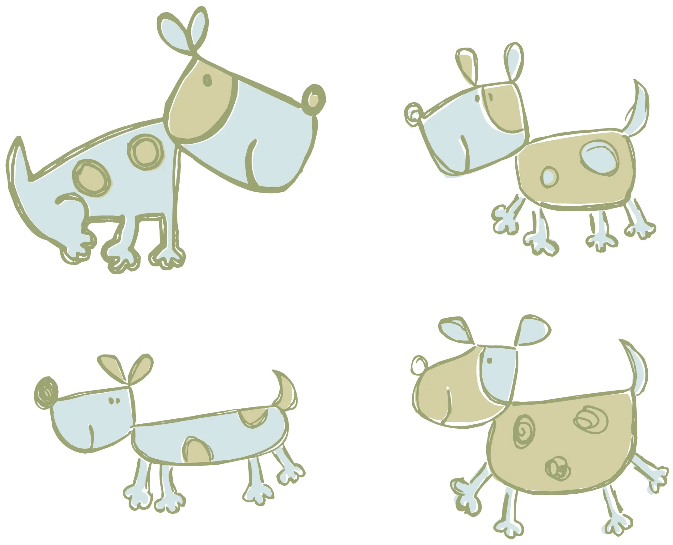 Four Cartoon Dogs