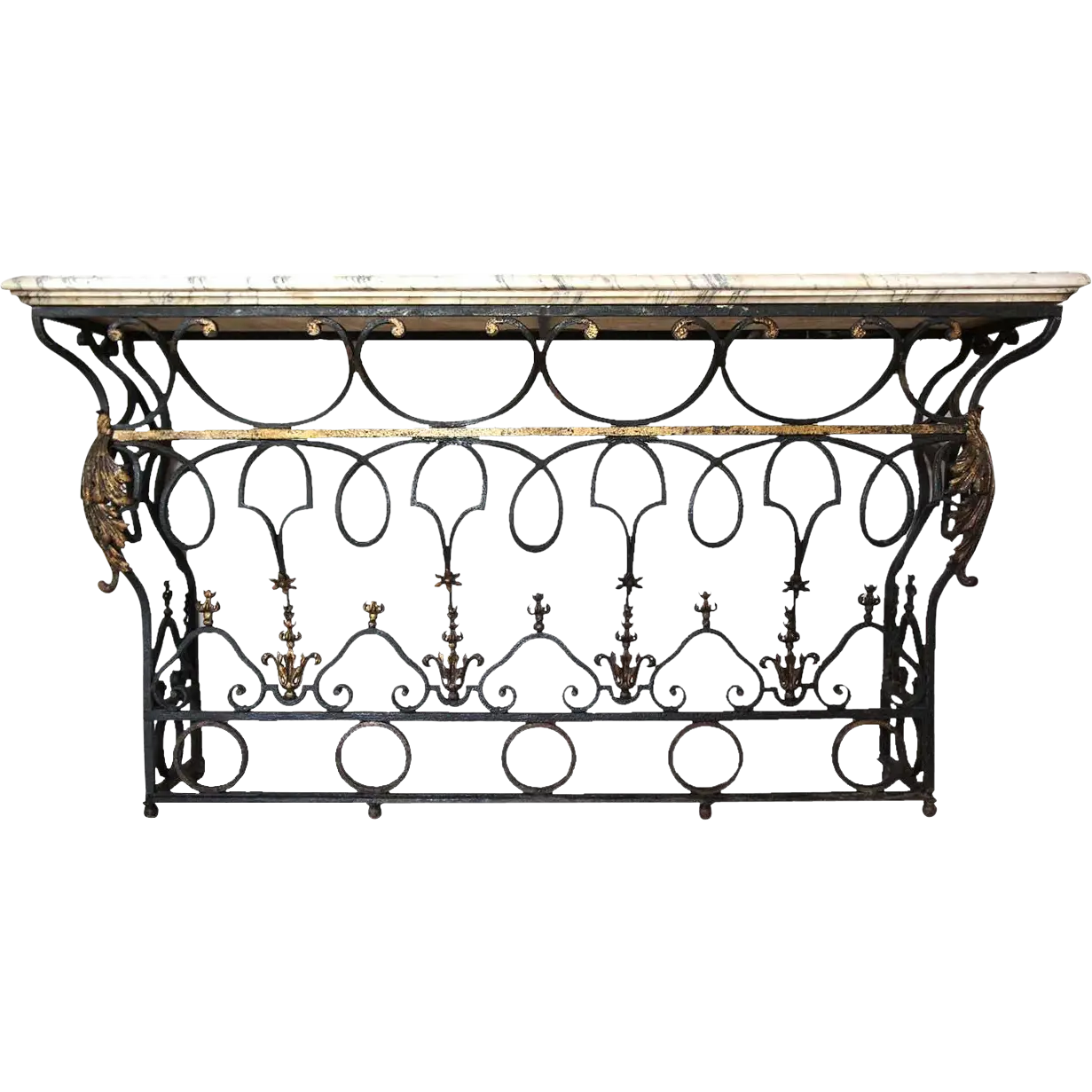 Iron Console Table with Ornate Design