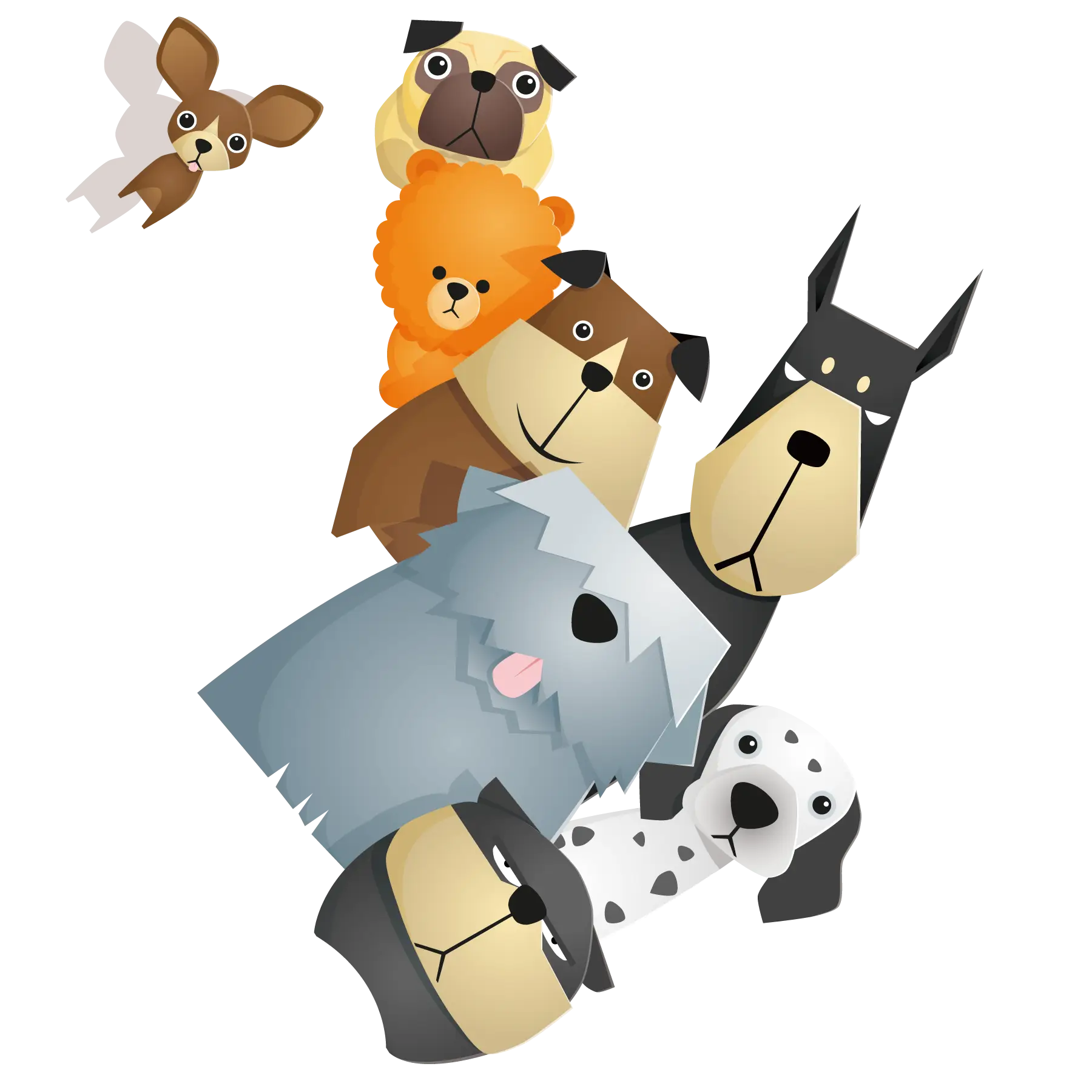 Cute Cartoon Dogs Illustration