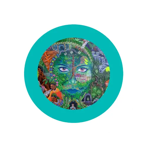 Colorful Face Art with Nature Elements