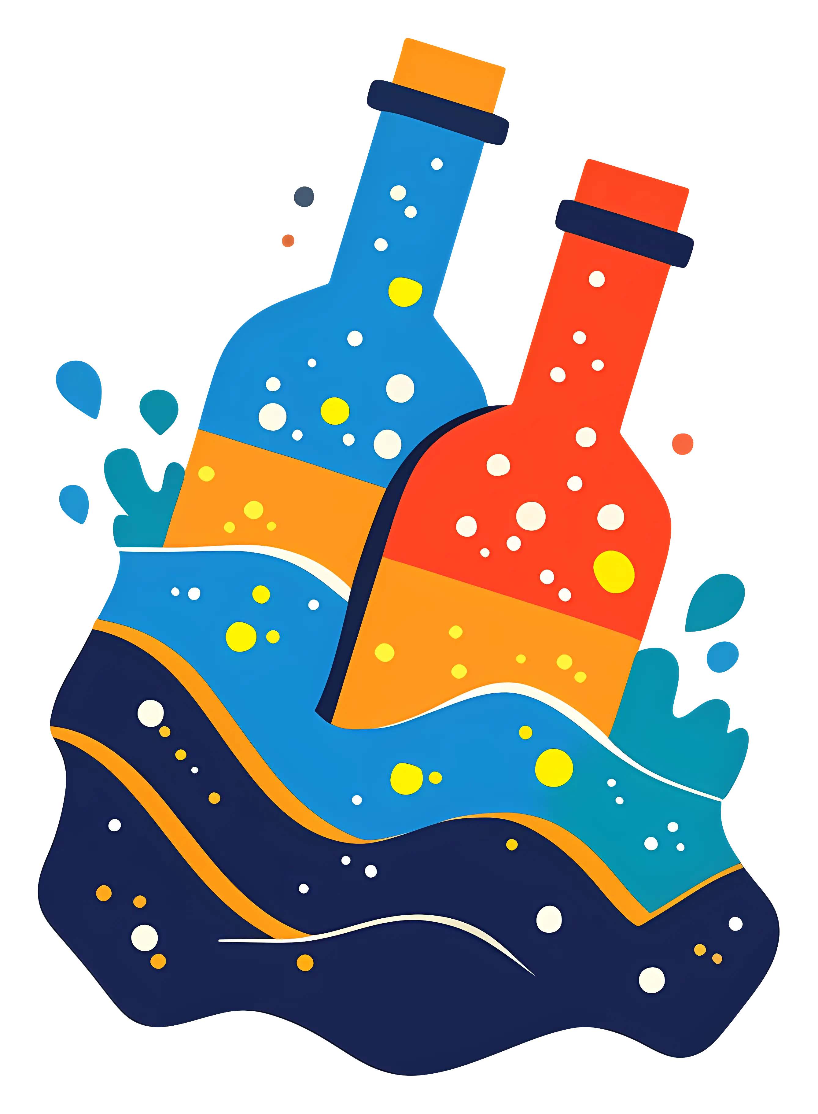 Colorful Bottles with Splash