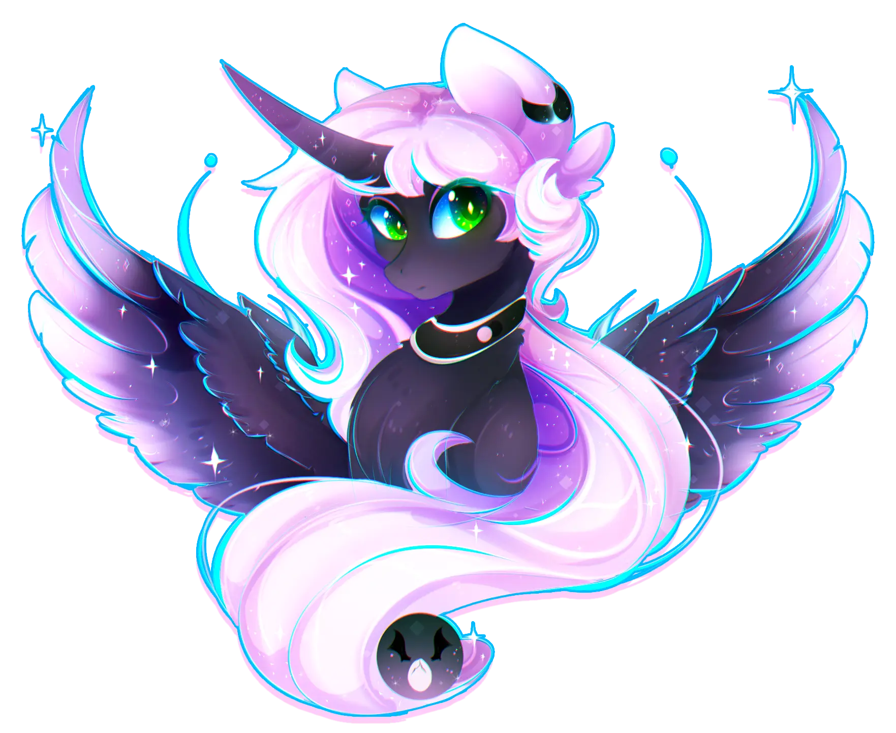 Fantasy Winged Unicorn with Purple Hair