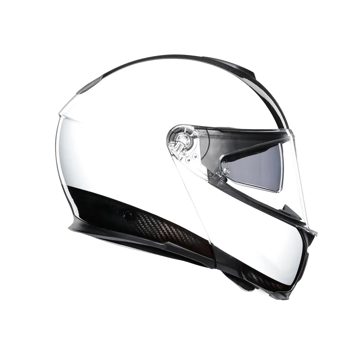 White Motorcycle Helmet with Clear Visor