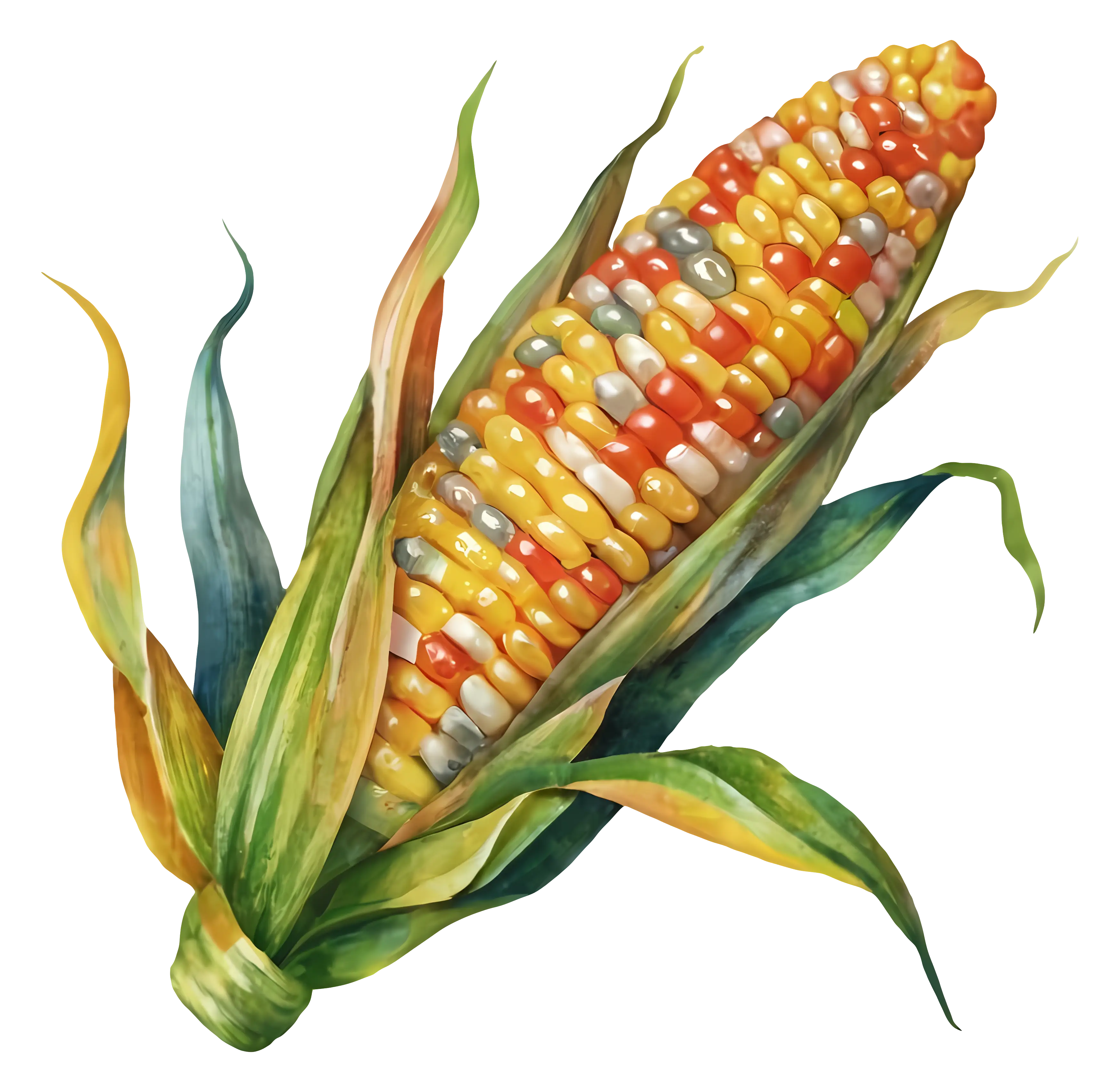 Realistic Illustration of Corn with Husks