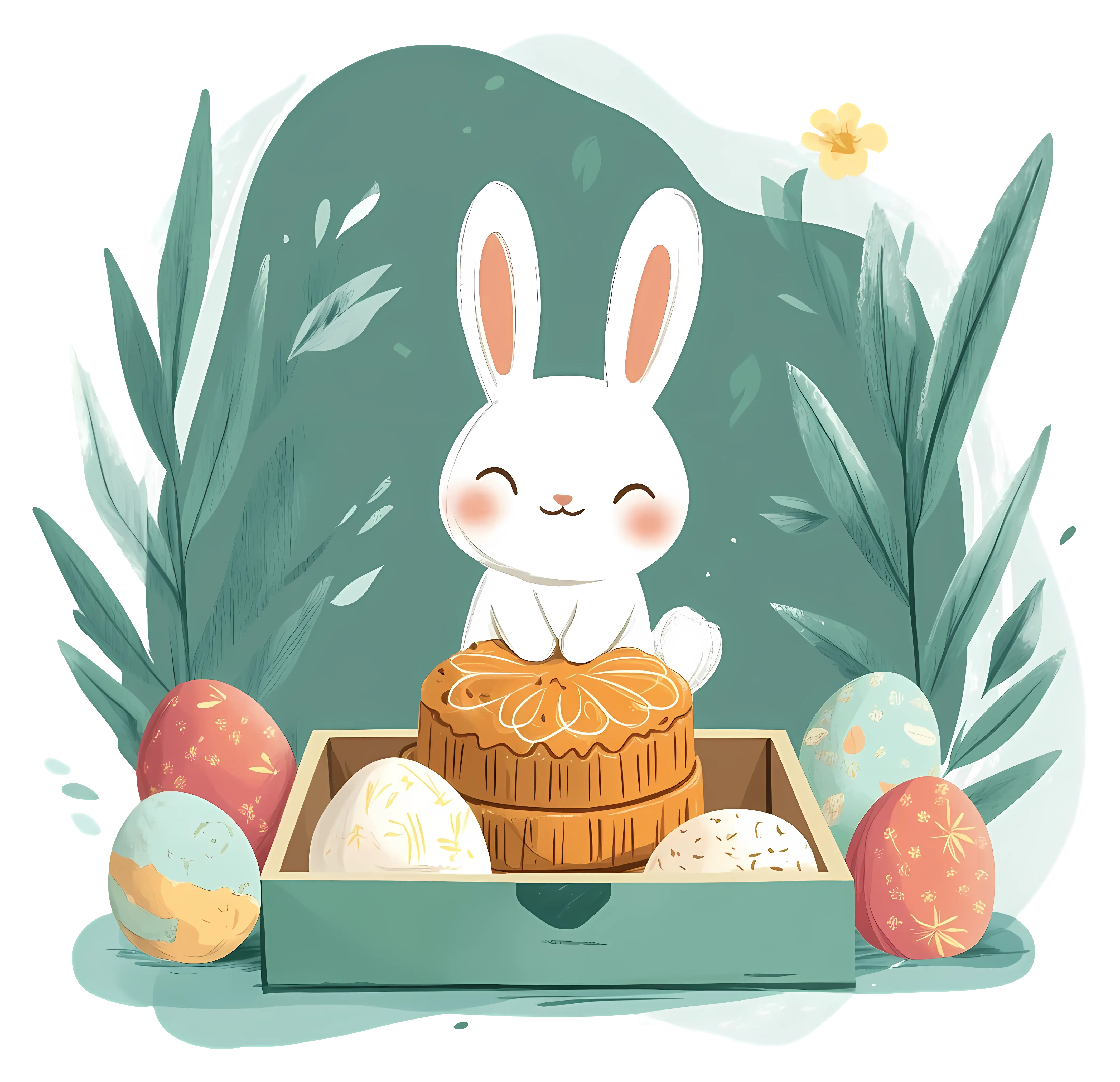 Easter Bunny with Eggs and Basket