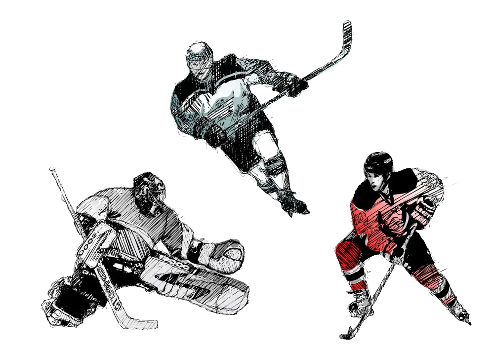 Ice Hockey Players in Action Drawing
