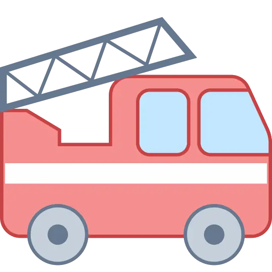 Red Fire Truck Icon with Ladder Illustration